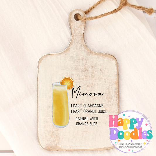 Mimosa Recipe Printable PNG - Happy Doodles Designs
