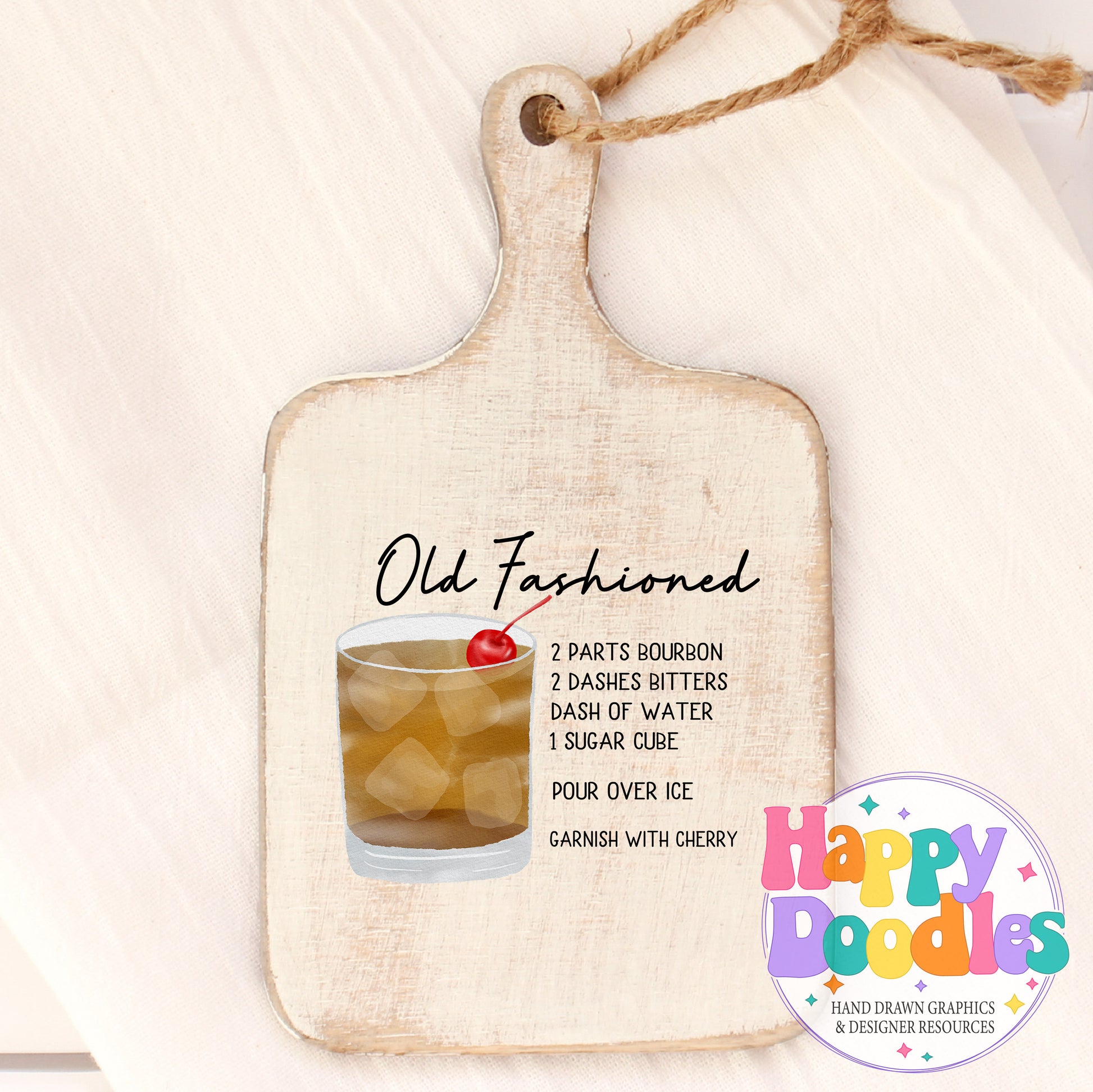Old Fashioned Drink Recipe Printable PNG - Happy Doodles Designs