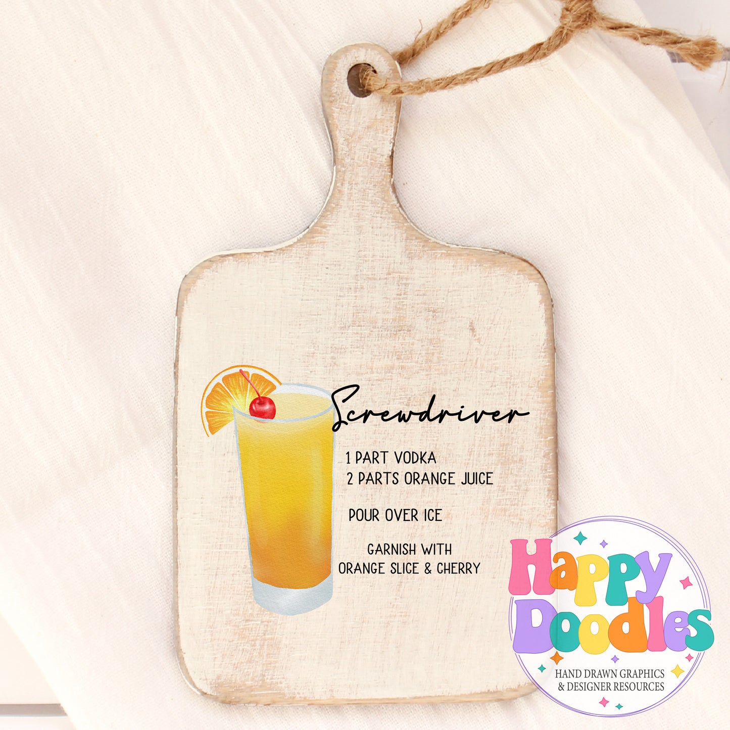 Screwdriver Recipe Printable PNG - Happy Doodles Designs