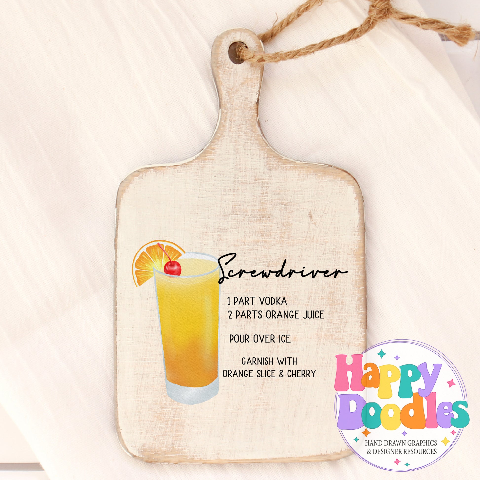 Screwdriver Recipe Printable PNG - Happy Doodles Designs