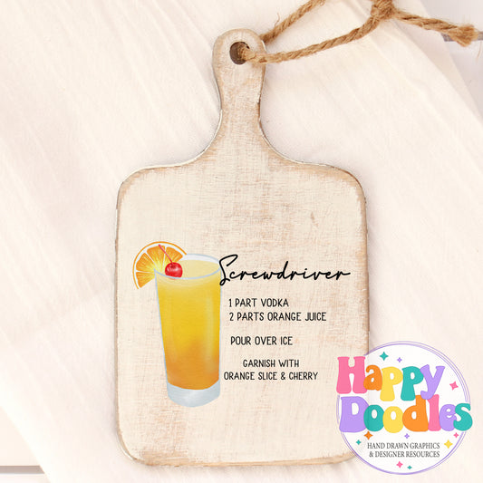 Screwdriver Recipe Printable PNG - Happy Doodles Designs