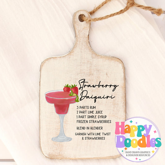 Strawberry Daiquiri Kitchen Bar Printable PNG - Happy Doodles Designs