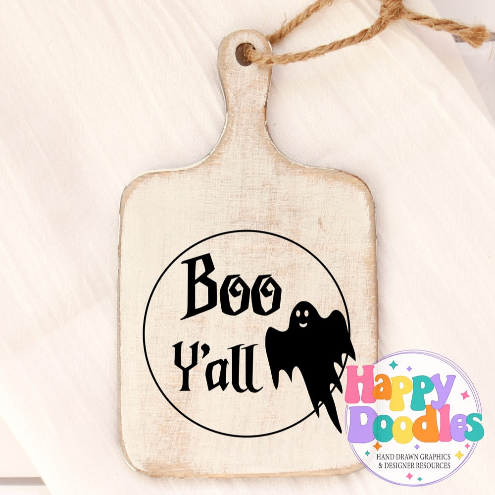 Halloween Sign Circle Boo Yall SVG | Halloween Sign SVG Cut File