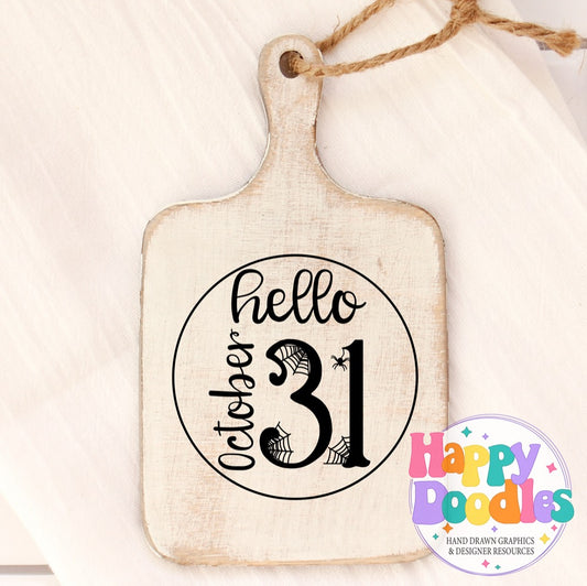 Halloween Sign Circle Hello October SVG | Halloween Sign SVG Cut File