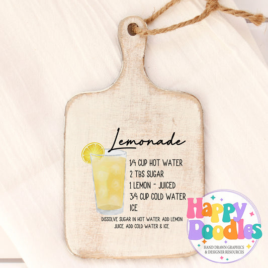 Lemonade Recipe Recipe Printable PNG - Happy Doodles Designs