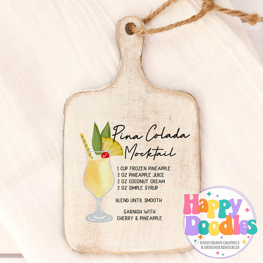 Pina Colada Mocktail Recipe Drink Recipe Printable PNG - Happy Doodles Designs