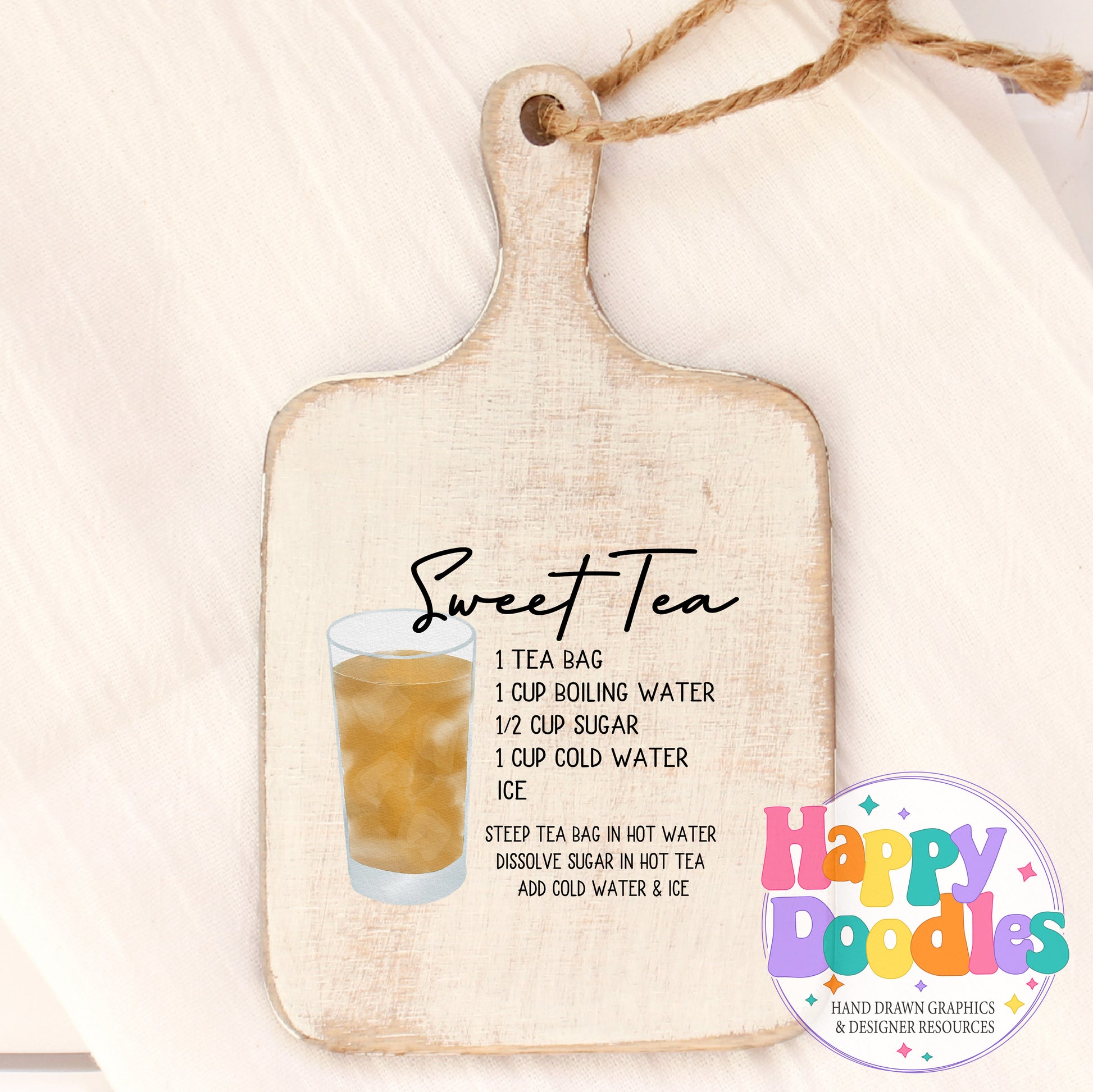 Sweet Tea Cup Recipe Printable PNG Recipe Card - Happy Doodles Designs