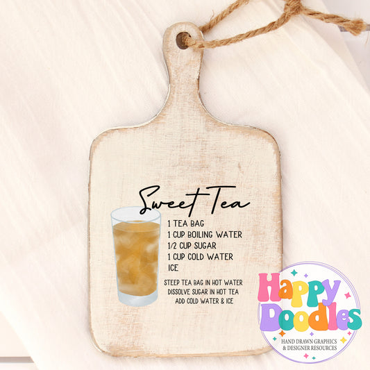 Sweet Tea Cup Recipe Printable PNG Recipe Card - Happy Doodles Designs