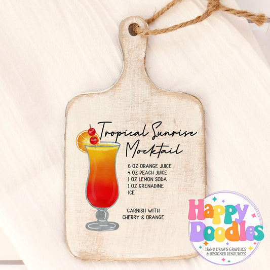 Tropical Sunrise Mocktail Recipe Drink Recipe Printable PNG - Happy Doodles Designs