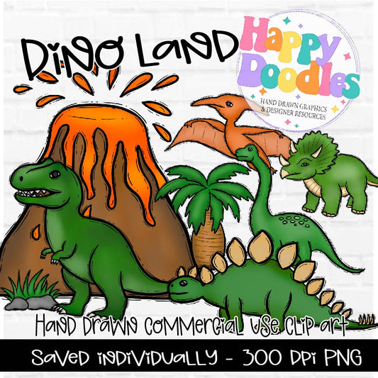 Dino Land Clipart Graphics 2024