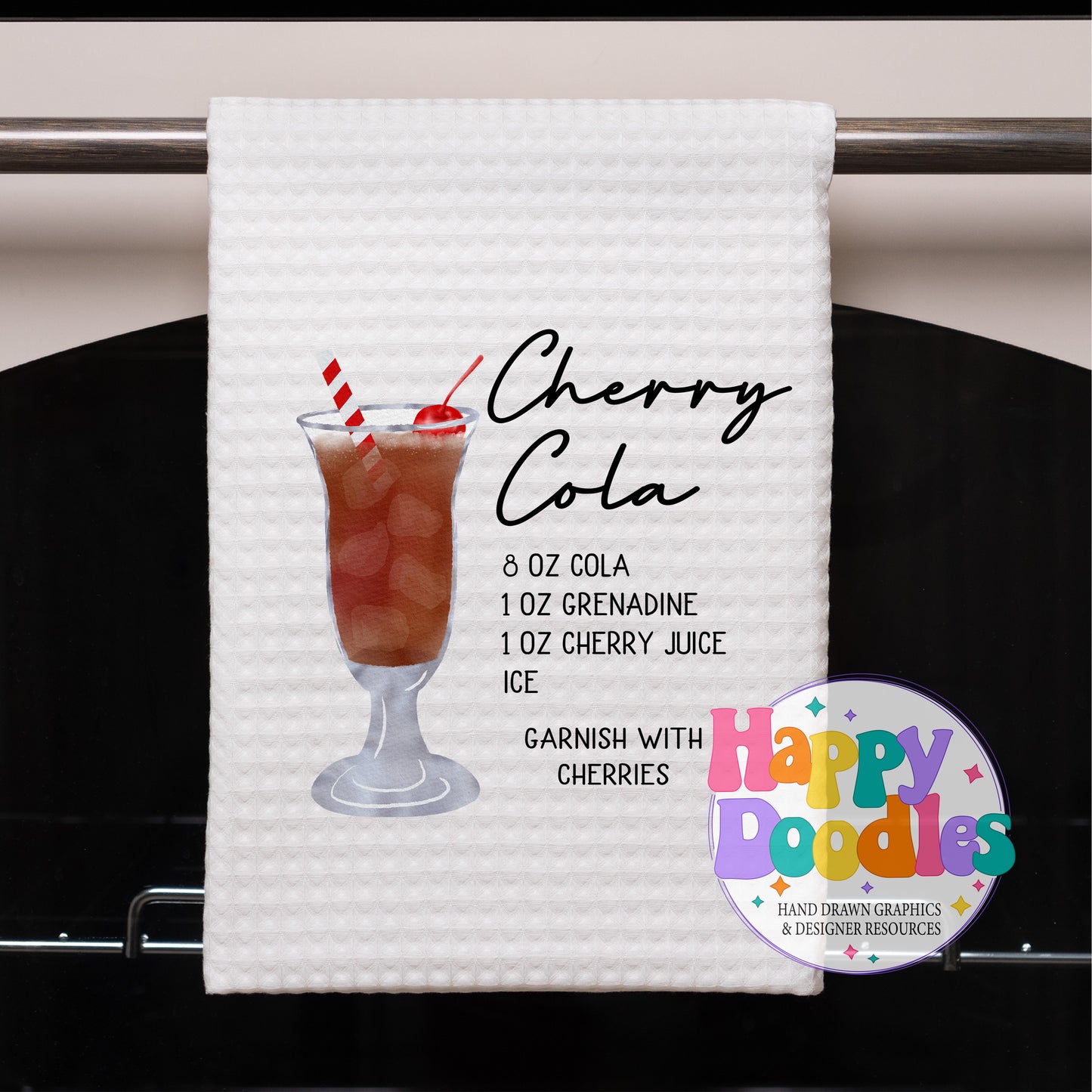 Cherry Cola Recipe Bar Cart Printable PNG - Happy Doodles Designs