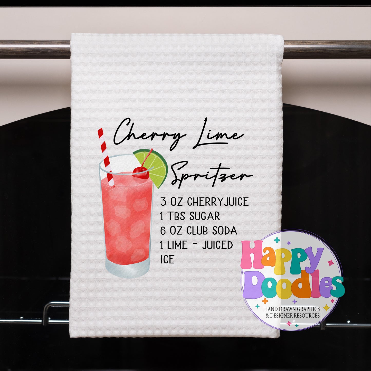 Cherry Lime Spritzer Recipe Kitchen Bar Printable PNG - Happy Doodles Designs
