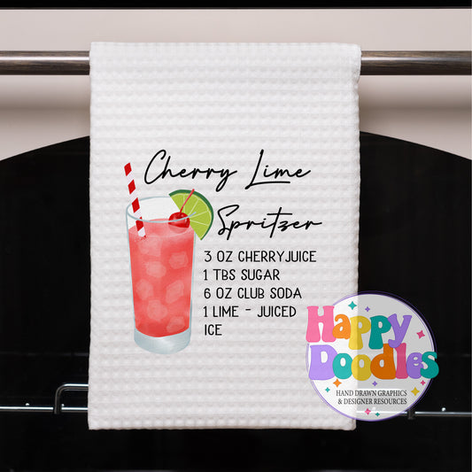 Cherry Lime Spritzer Recipe Kitchen Bar Printable PNG - Happy Doodles Designs