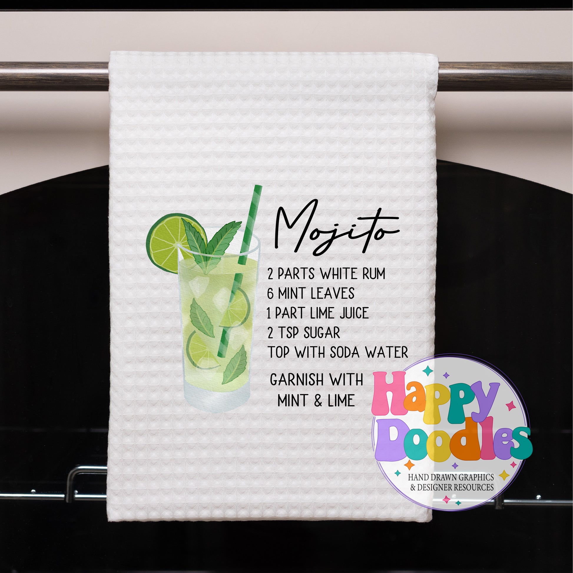 Mojito Bar Cart Printable PNG - Happy Doodles Designs