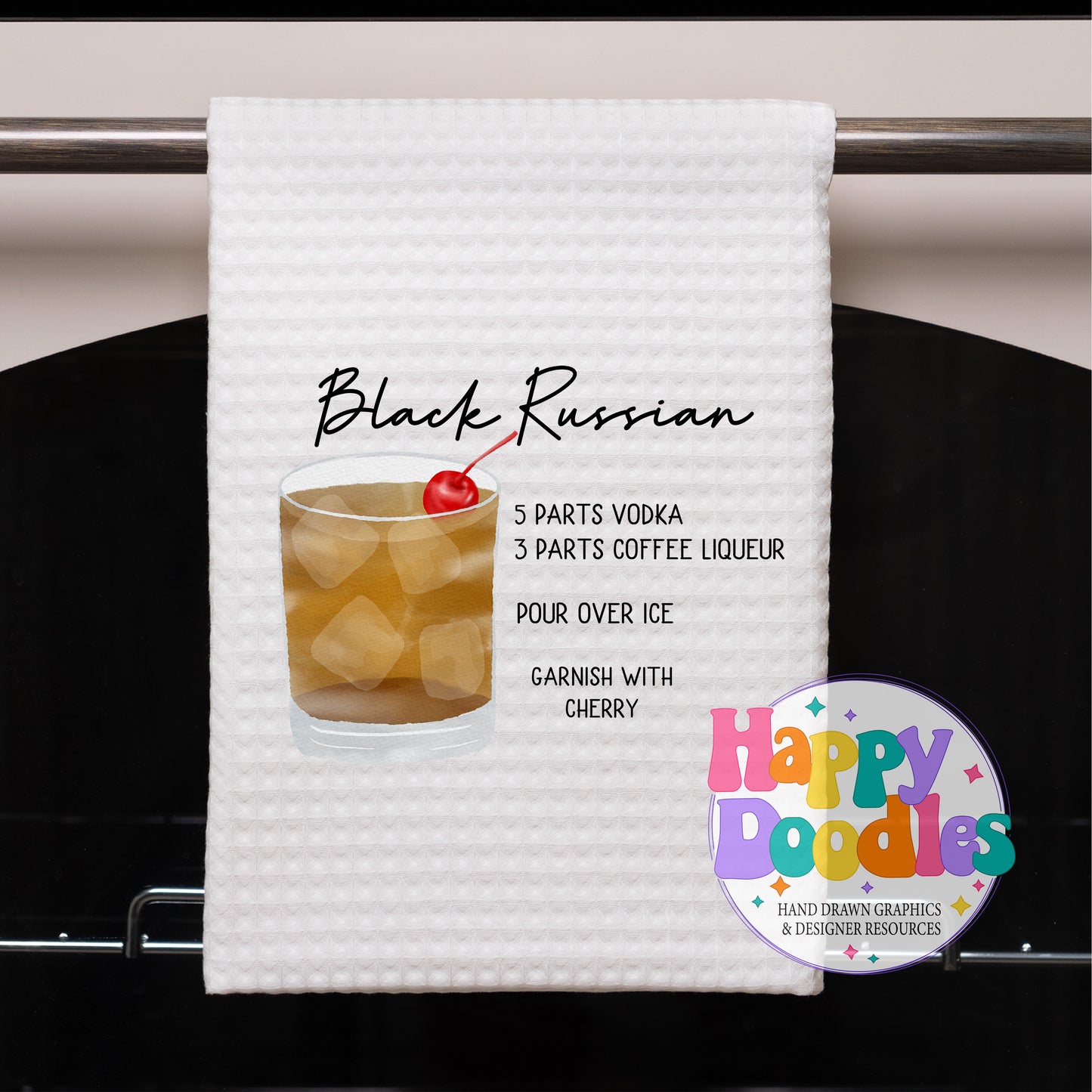 Black Russian Kitchen Bar Printable PNG - Happy Doodles Designs
