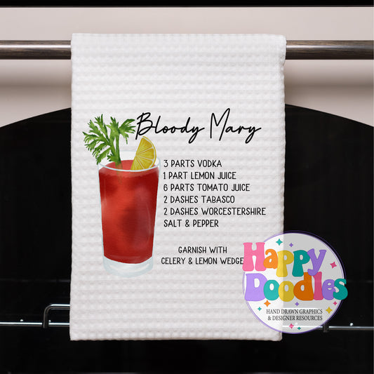 Bloody Mary Drink Recipe Printable PNG - Happy Doodles Designs
