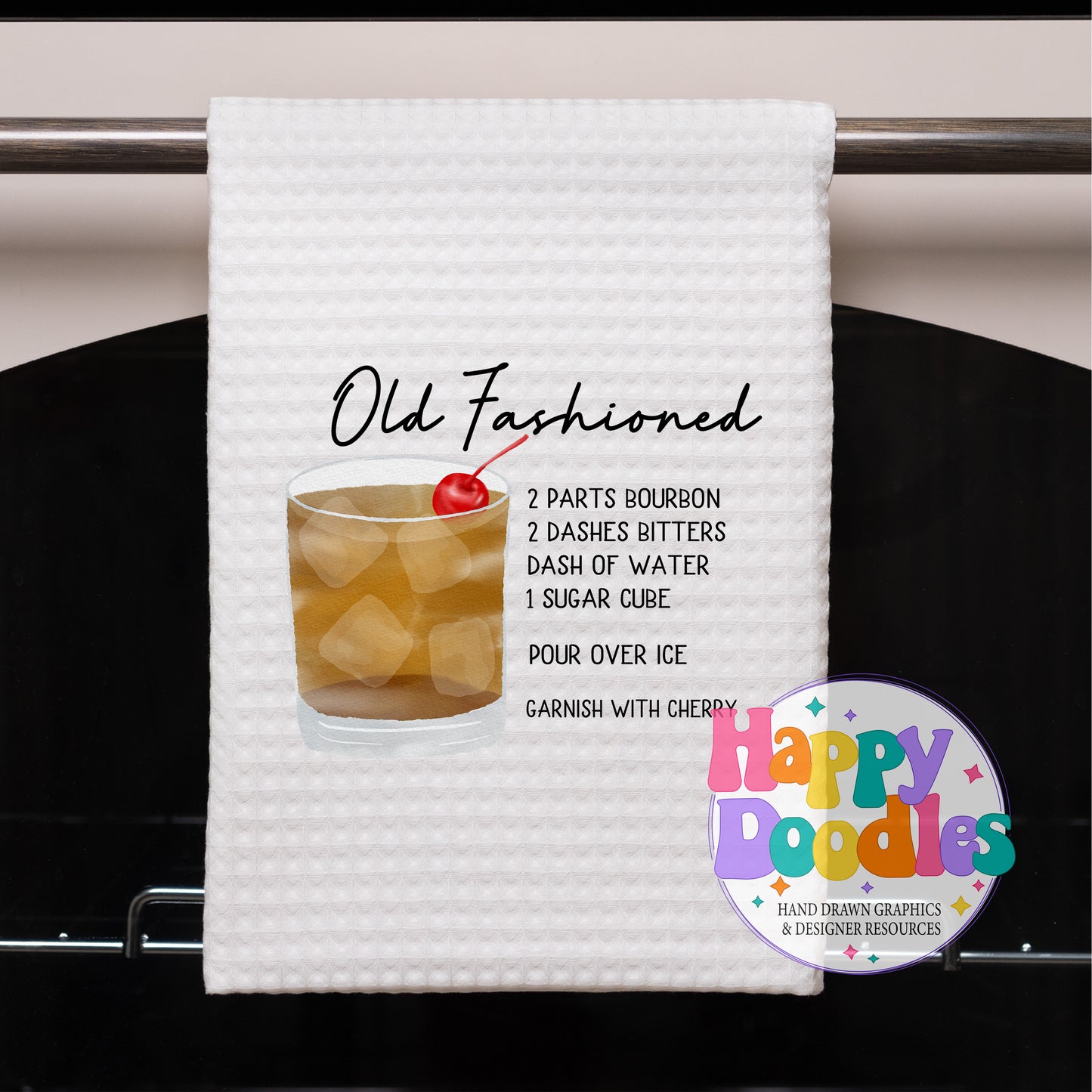 Old Fashioned Drink Recipe Printable PNG - Happy Doodles Designs