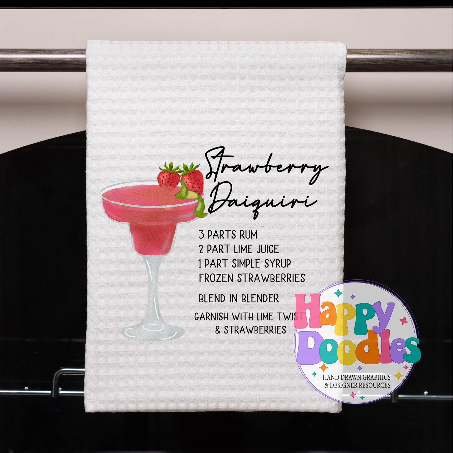 Strawberry Daiquiri Kitchen Bar Printable PNG - Happy Doodles Designs
