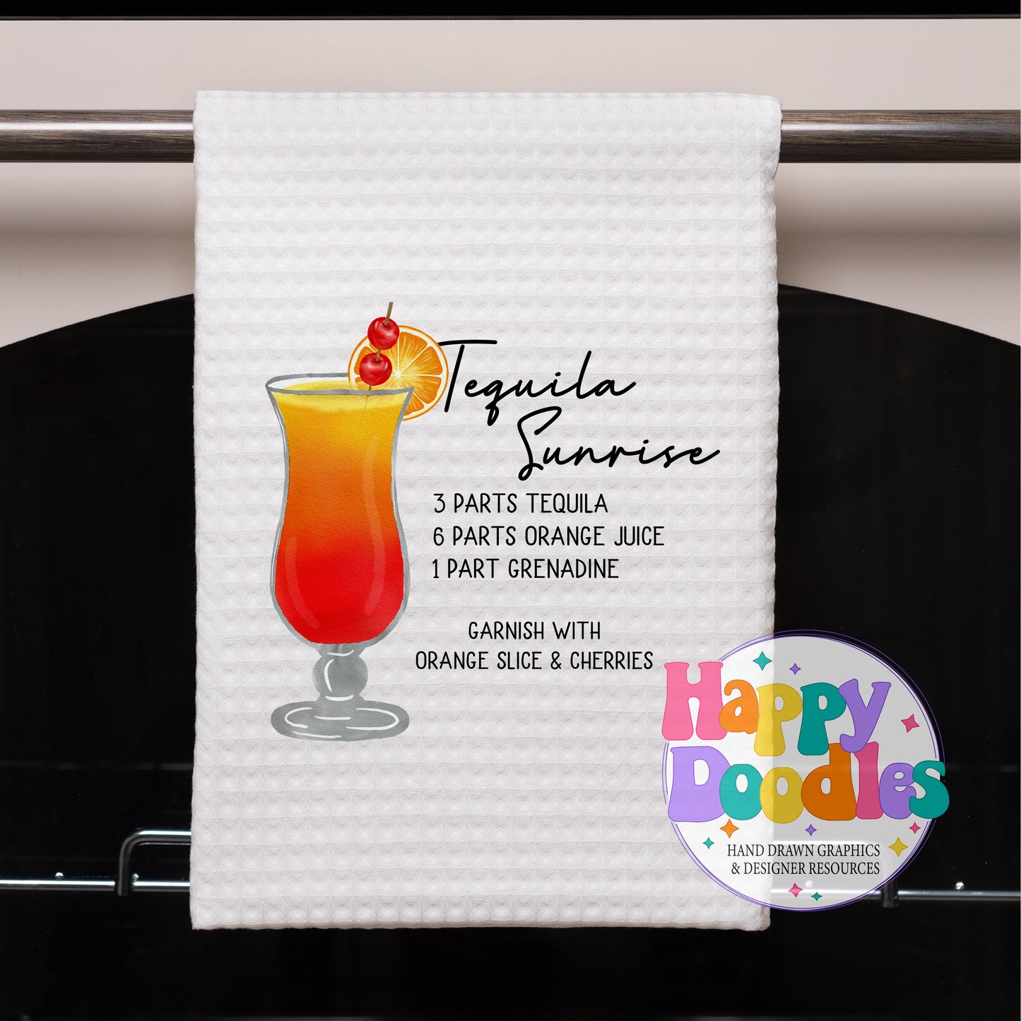 Tequila Sunrise Bar Cart Printable PNG - Happy Doodles Designs