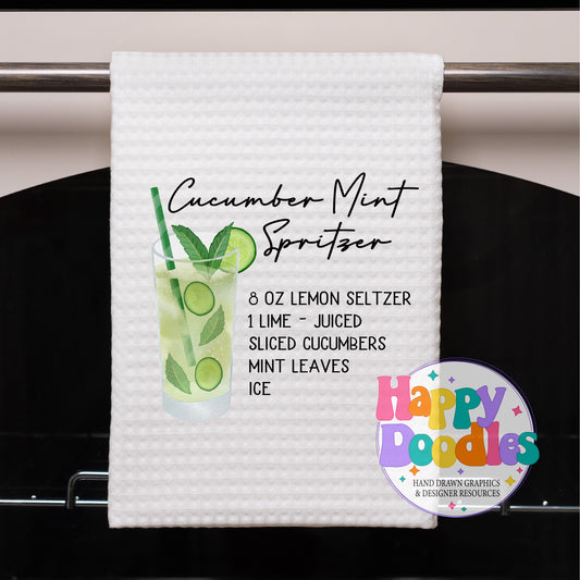 Cucumber Mint Spritzer Recipe Drink Recipe Printable PNG - Happy Doodles Designs