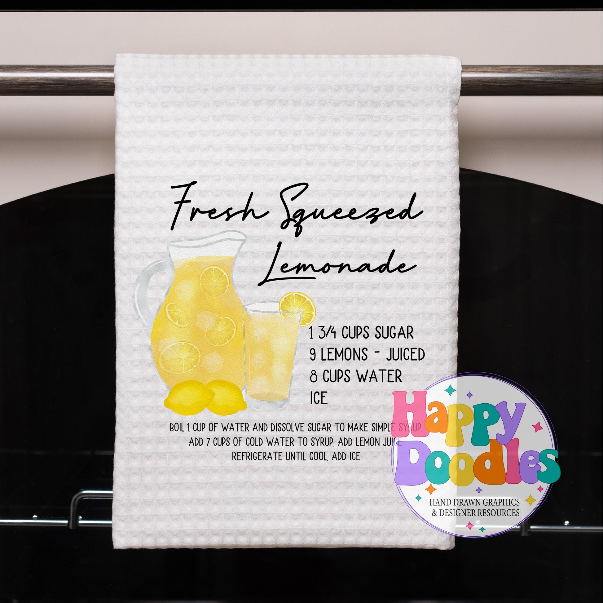 Fresh Lemonade Recipe Bar Cart Printable PNG - Happy Doodles Designs