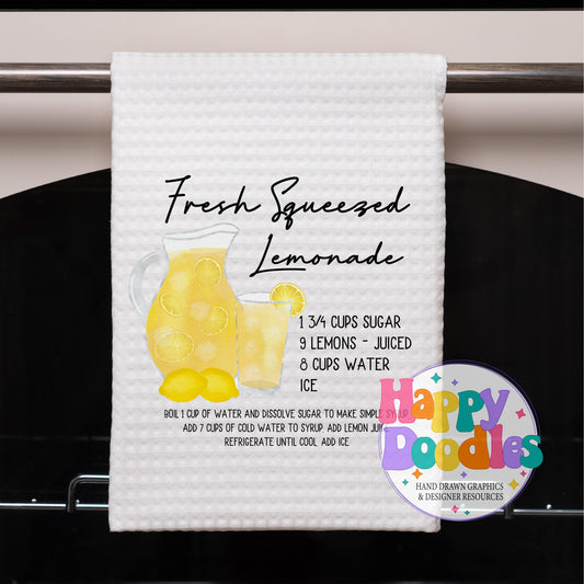 Fresh Lemonade Recipe Bar Cart Printable PNG - Happy Doodles Designs