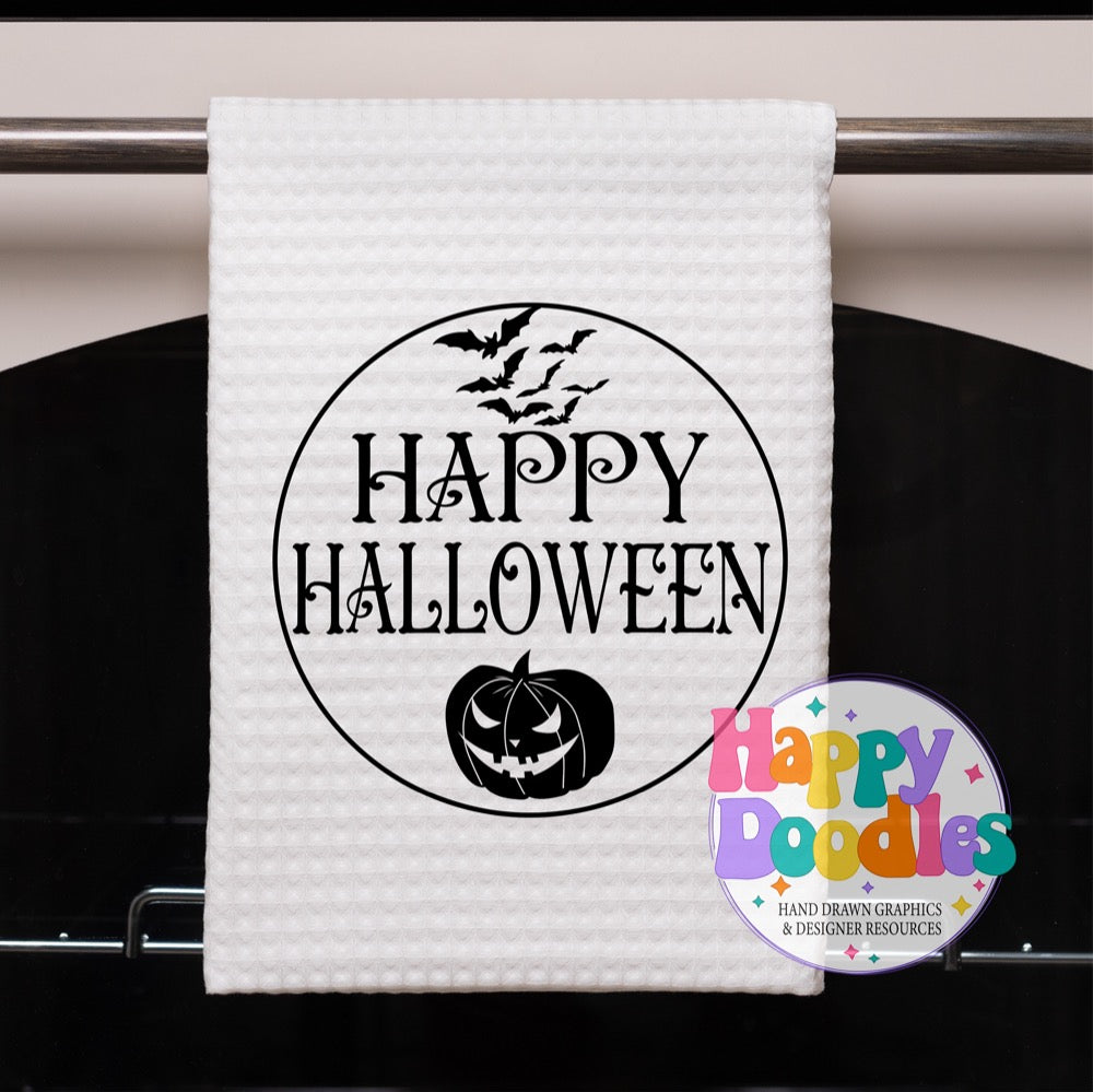Halloween Sign Circle Happy Halloween SVG | Whimsical Porch/Wall Sign Design