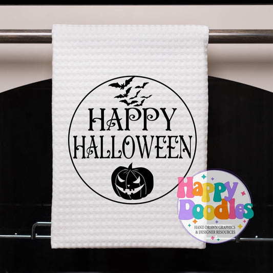 Halloween Sign Circle Happy Halloween SVG | Whimsical Porch/Wall Sign Design