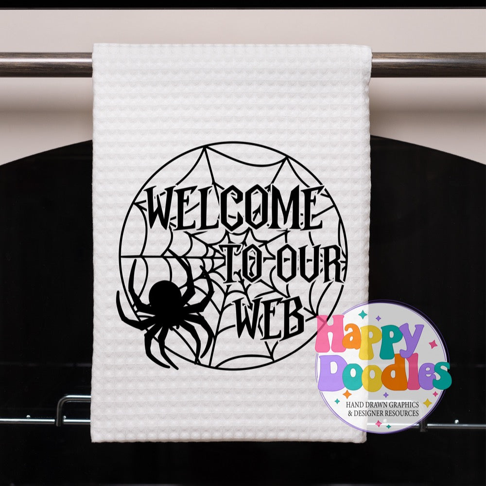 Halloween Sign Circle Welcome to our Web SVG | Seasonal Sign SVG for Cricut & Silhouette