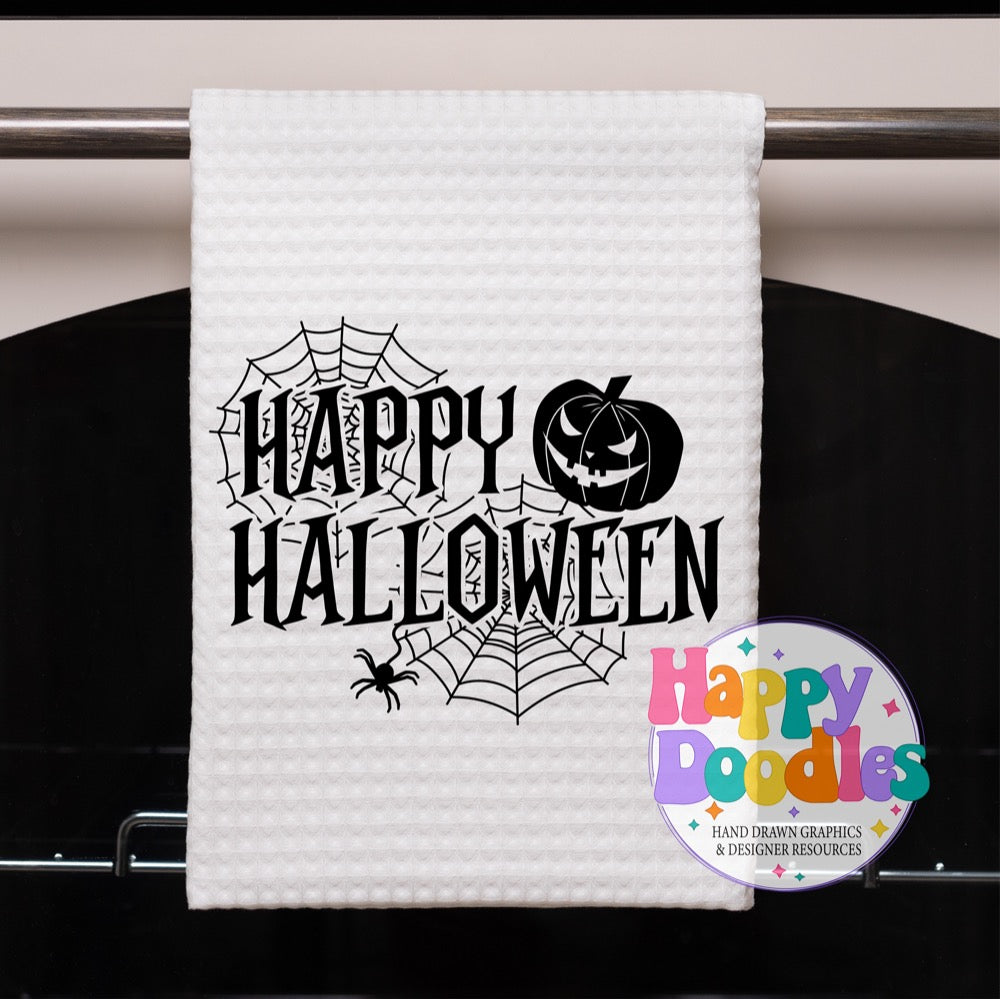 Halloween Sign Happy Halloween Pumpkin Spider SVG | Festive Door Sign SVG for Crafts