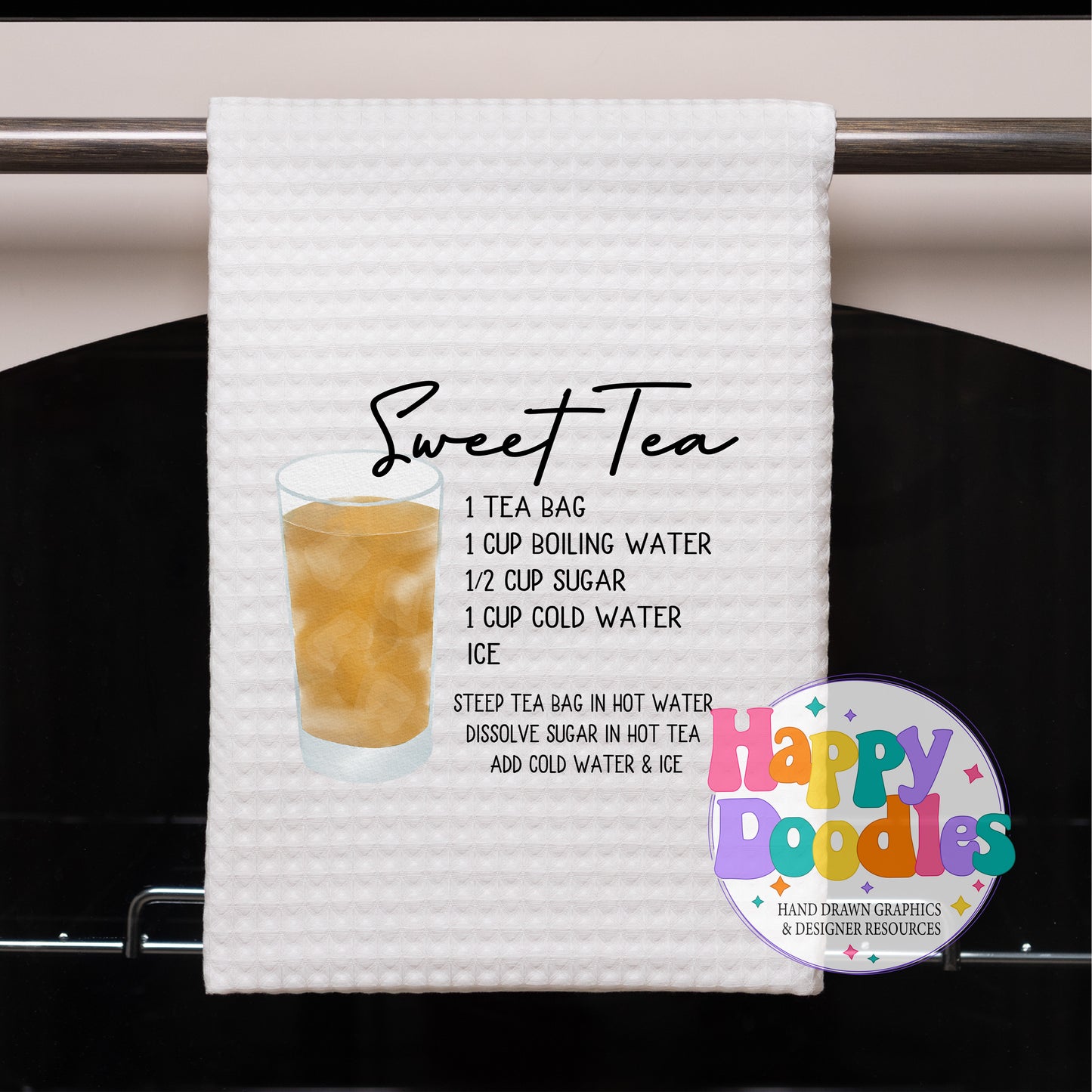 Sweet Tea Cup Recipe Printable PNG Recipe Card - Happy Doodles Designs