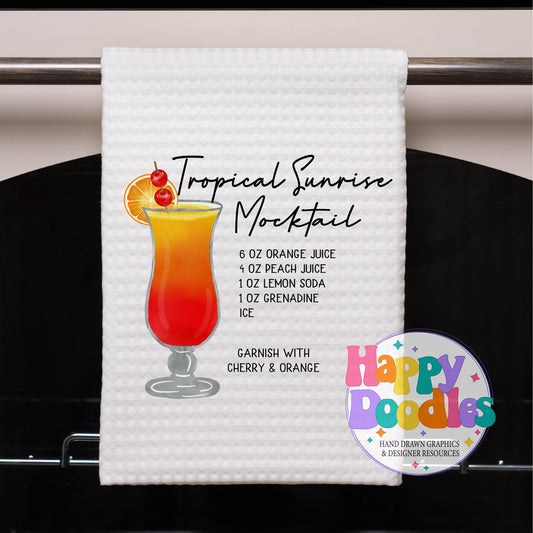 Tropical Sunrise Mocktail Recipe Drink Recipe Printable PNG - Happy Doodles Designs