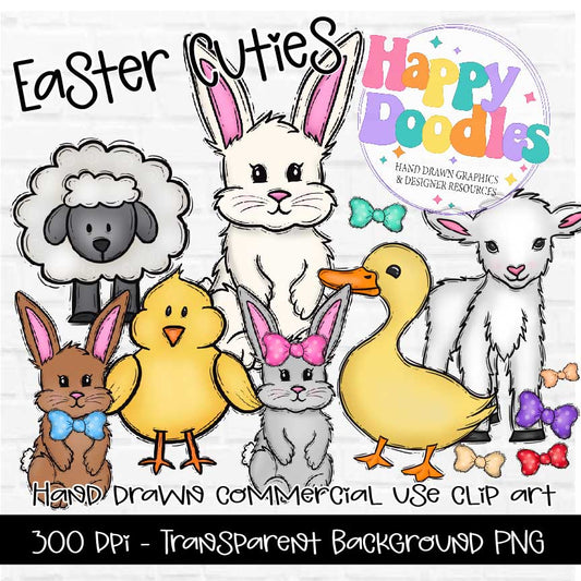 Easter Cuties, Hand Drawn Commercial Use Clipart Graphics