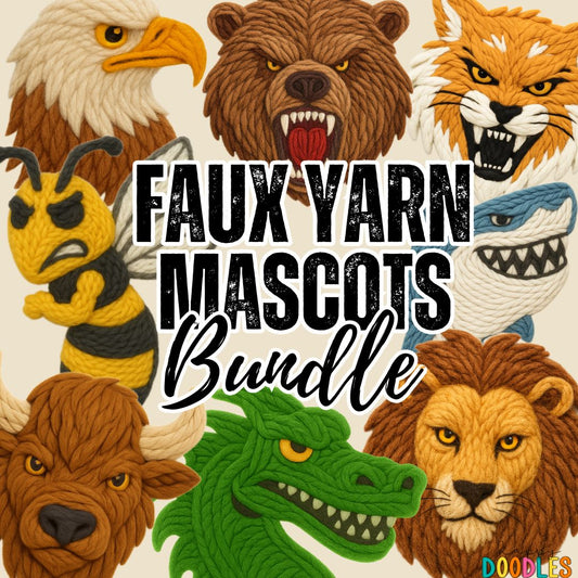 Faux Yarn Mascot Bundle | Printable PNG Clipart Collection