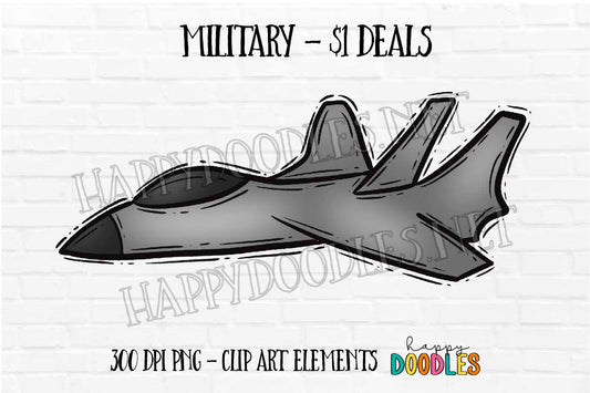 Fighter Plane Military $1 Deal - Hand Drawn Commercial Use Clipart Graphics