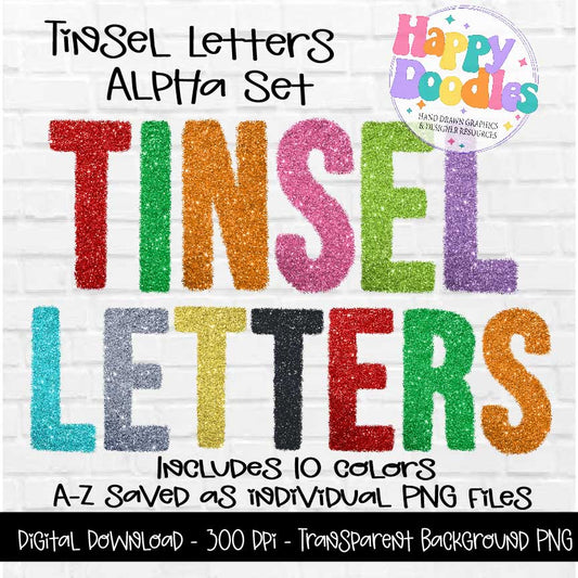 Tinsel Letters - Hand Drawn Commercial Use Clipart Graphics