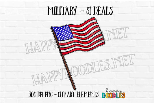 Flag -  Military $1 Deal - Hand Drawn Commercial Use Clipart Graphics