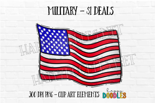 Flag -  Military $1 Deal - Hand Drawn Commercial Use Clipart Graphics