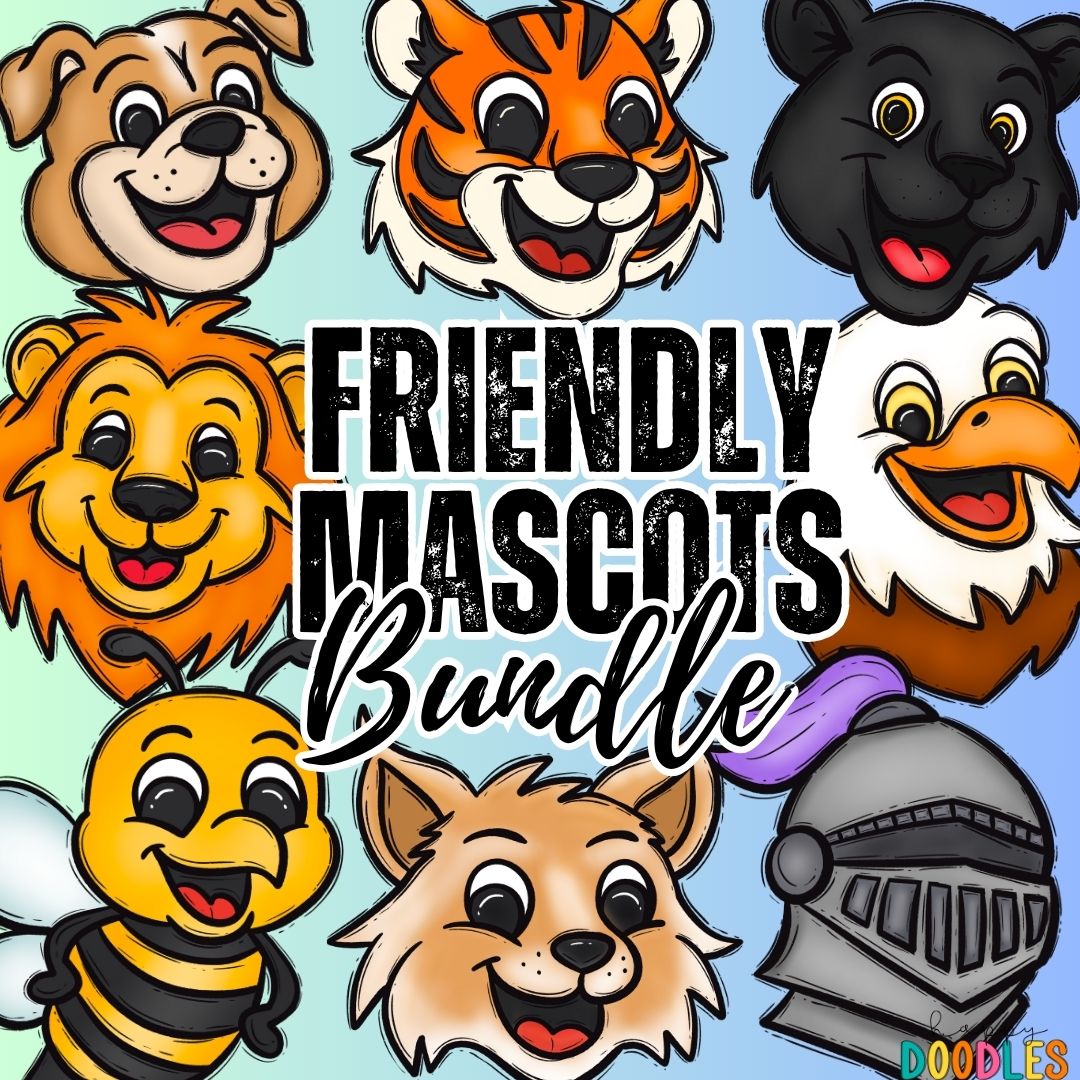 Friendly Mascots Bundle - Hand Drawn Commercial Use Clipart Graphics