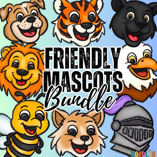 Friendly Mascots Bundle - Hand Drawn Commercial Use Clipart Graphics
