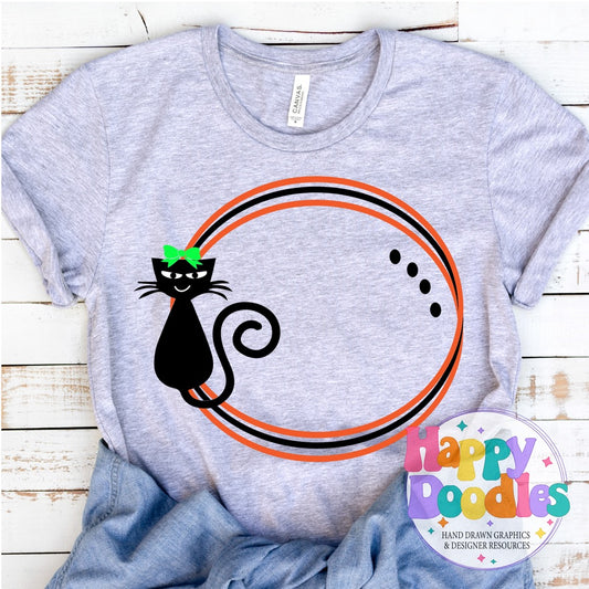 Cat Bow Monogram Frame SVG | Spooky Cute Monogram Frame for Cricut & Silhouette