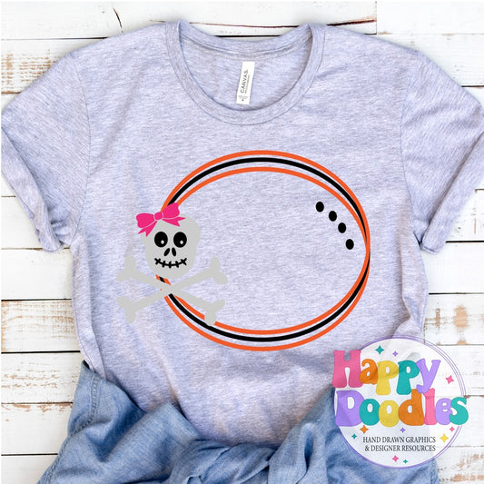 Skull Bones Girl Monogram Frame SVG | Festive Monogram Frame Design