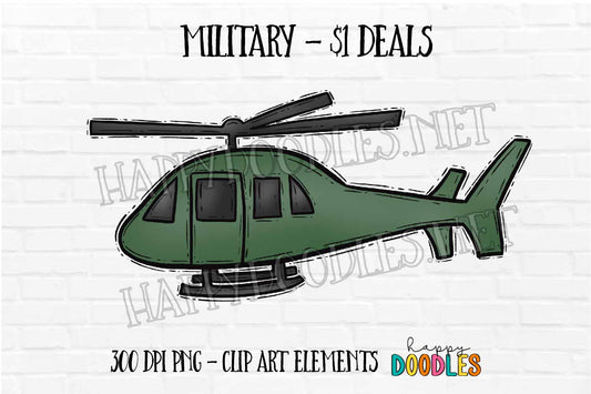 Helicopter Military $1 Deal - Hand Drawn Commercial Use Clipart Graphics