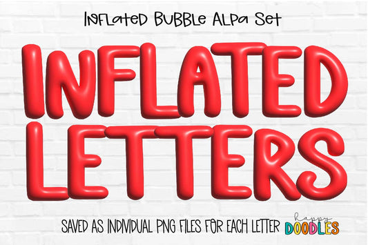Inflated RED Letters Set - Hand Drawn Commercial Use Clipart Graphics