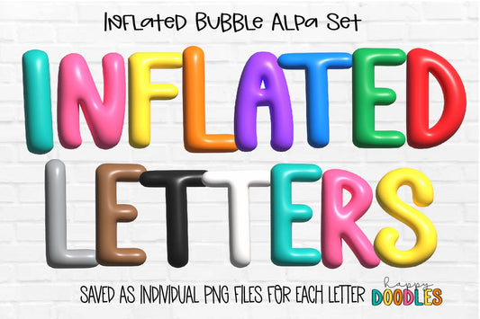 Inflated Bubble Letters Alpha Set - Hand Drawn Commercial Use Clipart Graphics