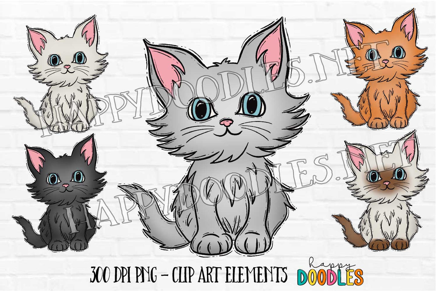 Kitten  -  $1 Deal - Hand Drawn Commercial Use Clipart Graphics