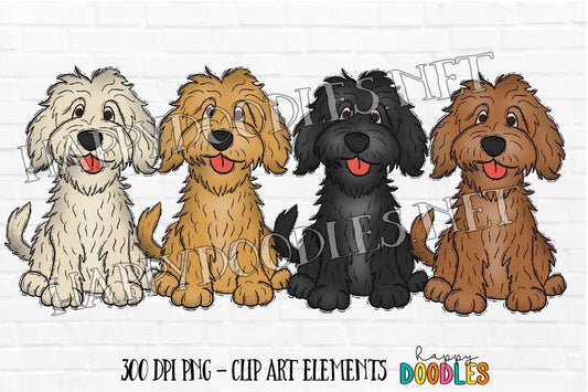 Labradoodle Dog - Hand Drawn Commercial Use Clipart Graphics