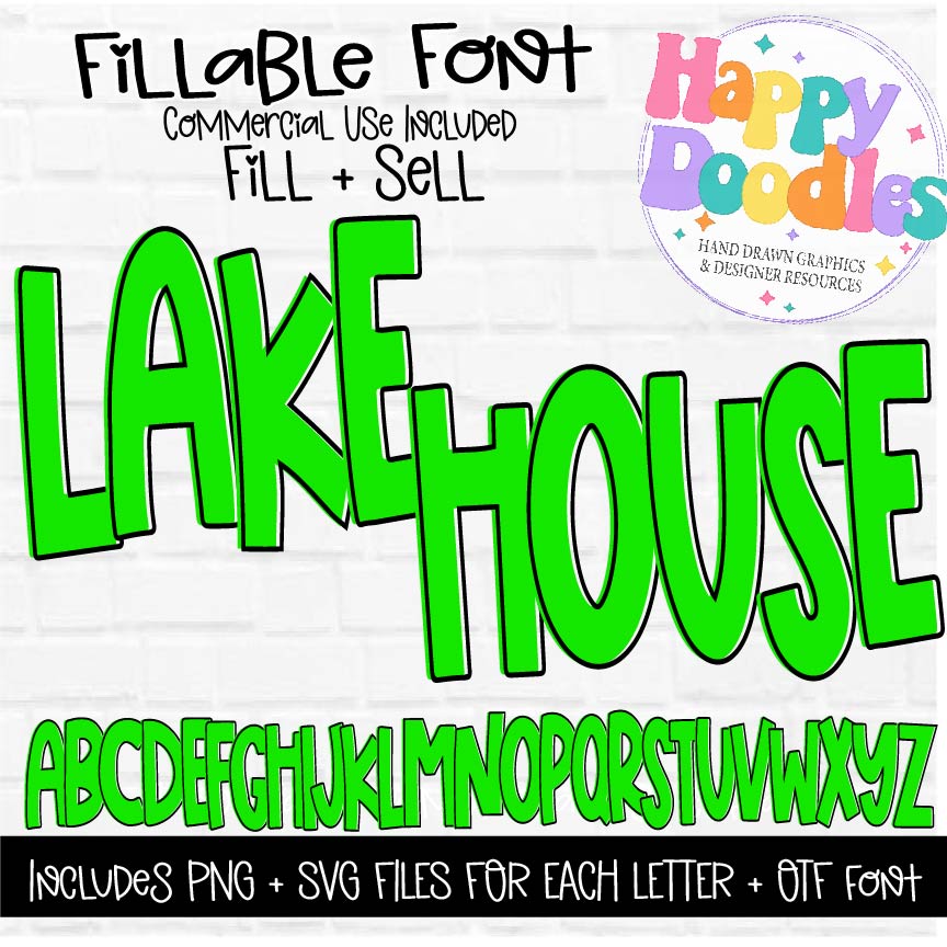 Lake House Fillable Alpha Set - Hand Drawn Commercial Use Font