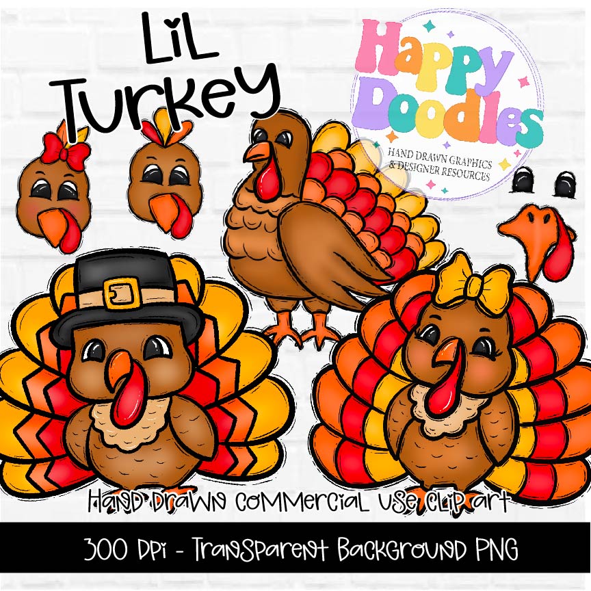 Lil Turkey Clipart Graphics 2024