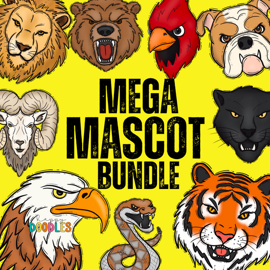 School Mascot Faces Mega Bundle - Hand Drawn Commercial Use Clipart Graphics